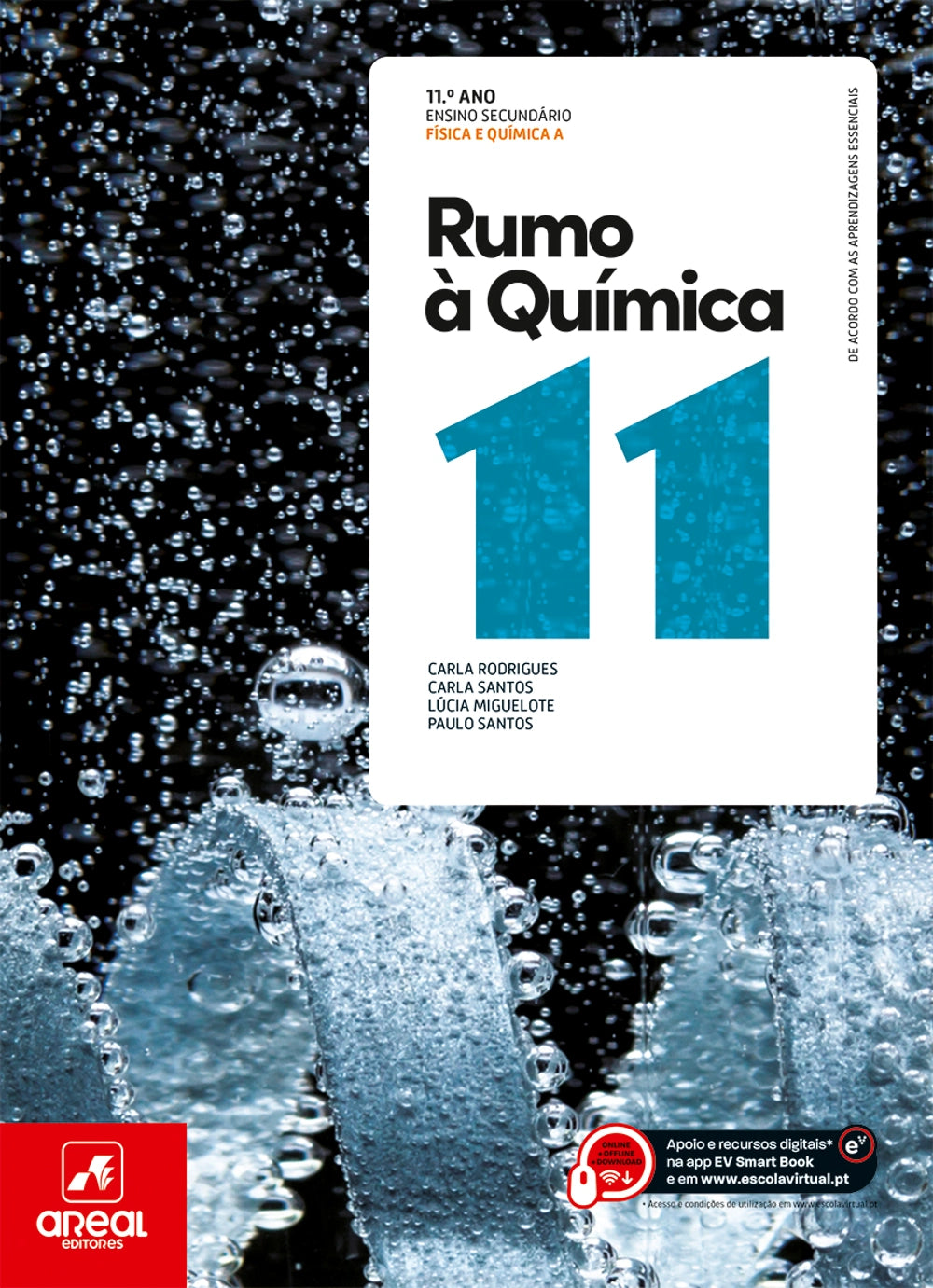 Manual escolar Rumo à Química 11.º ano, capa branca com título azul