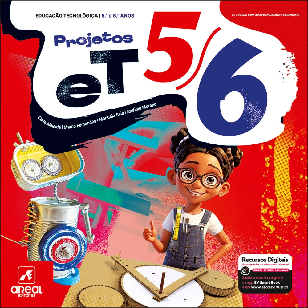 Manual escolar de projectos ET 5/6, capa colorida com personagem e títulos 5 e 6