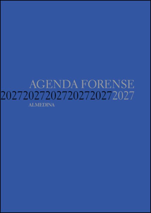 Agenda forense 2027 com capa azul e logótipo "ALMEDINA"
