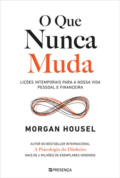 Capa do livro "O Que Nunca Muda" de Morgan Housel, sobre fundo branco.