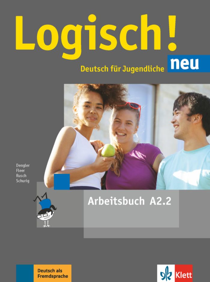 Manual de exercícios A2.2 Logisch! neu para jovens, capa com alunos e logo Klett