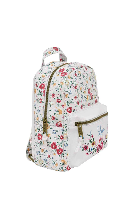 Mini Mochila PU Lusa White Flowers