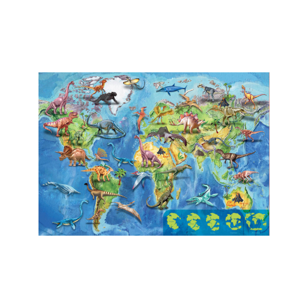 Puzzle EDUCA 150 peças mapa mundo dinossauros