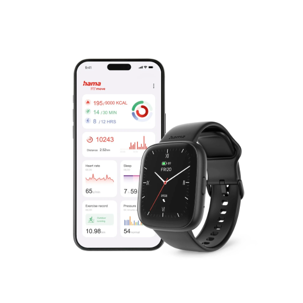 Hama "4000" Smart Watch, Phone Function, Sleep Analysis, Waterproof, 46 mm