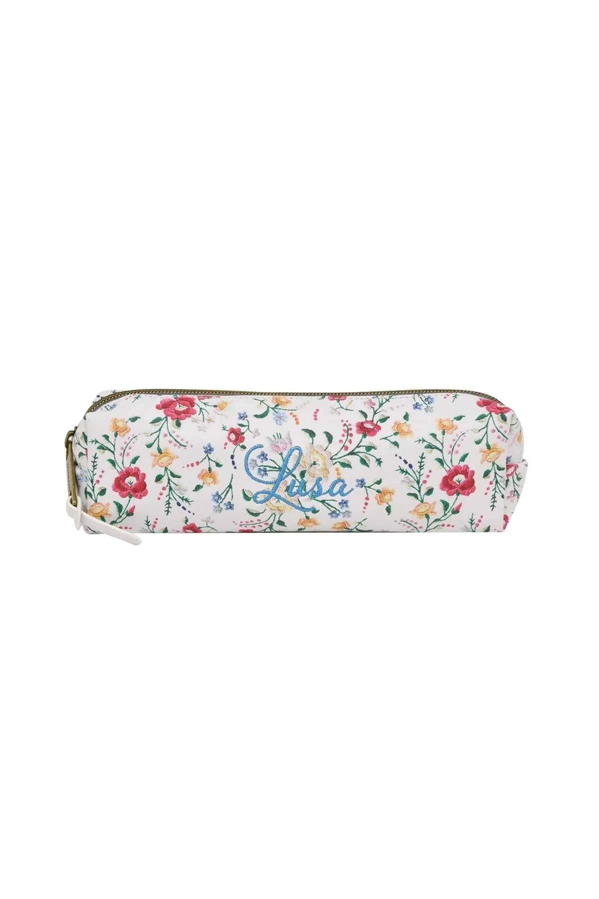 Bolsa Retangular PU Lusa White Flowers