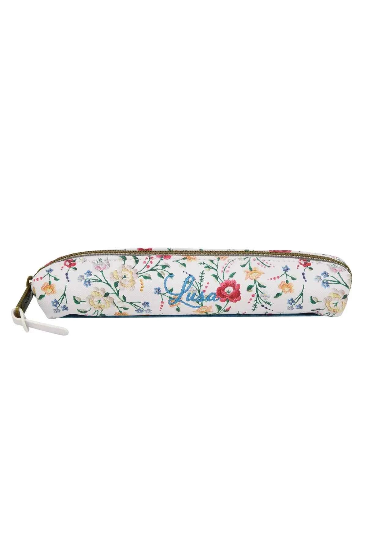 Bolsa Retangular Fina PU C/El. Lusa White Flowers