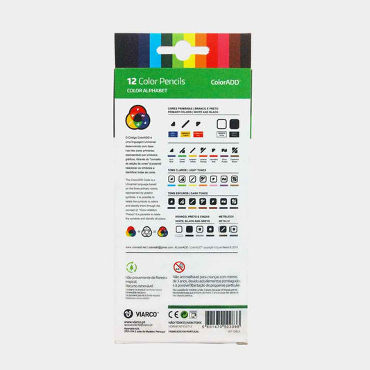 Lápis de Cor Viarco ColorADD Caixa Escolar 12 Cores – Sistema para Daltónicos