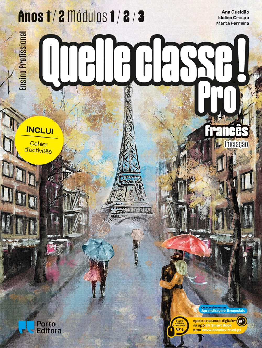 Capa do manual de francês de iniciação QuelClasse! Pro, Porto Editora.