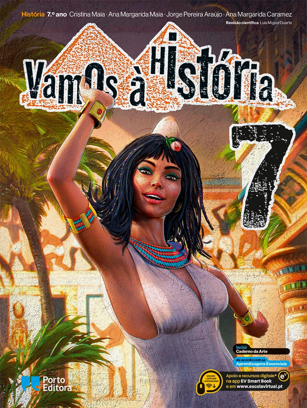 Manual escolar de História 'Vamos à História 7' com capa ilustrada.