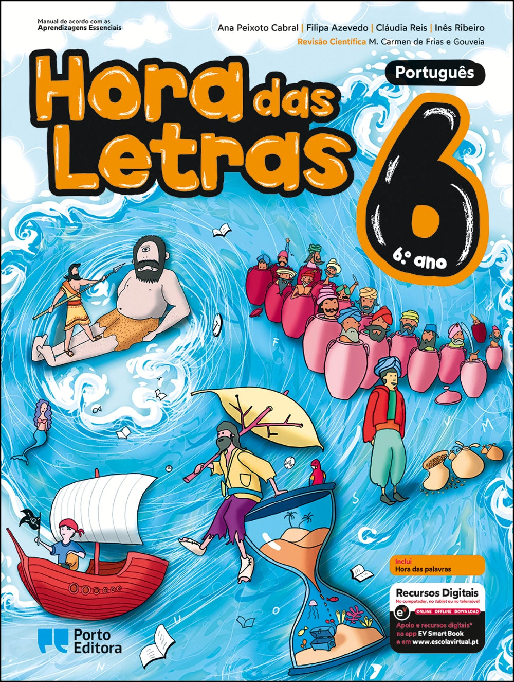 Manual escolar Hora das Letras de Português, 6.º ano, capa ilustrada