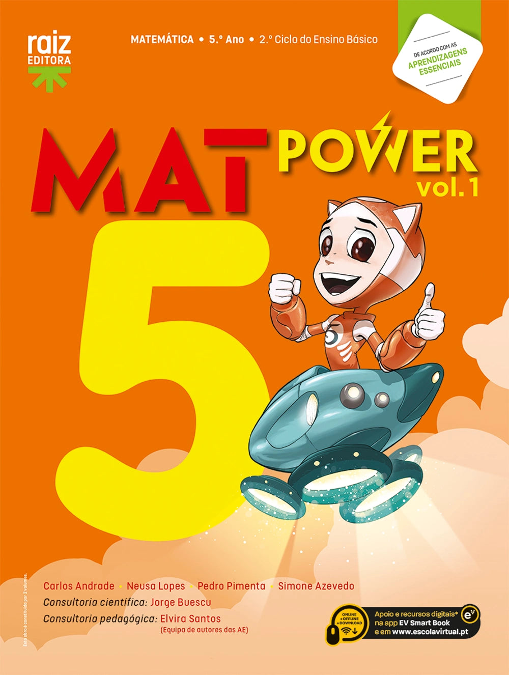 Capa de manual escolar de Matemática do 5.º ano, com o título MatPower 5.