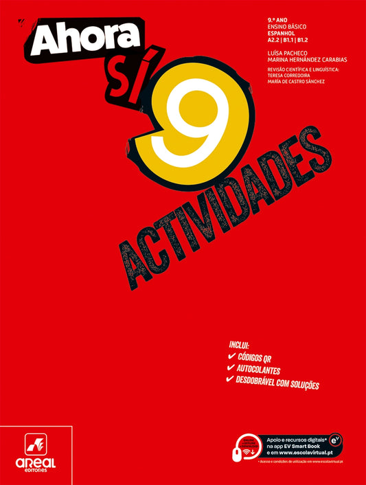 Manual de Espanhol do 9.º ano, Agora Sí 9 Actividades, capa vermelha com logótipo.