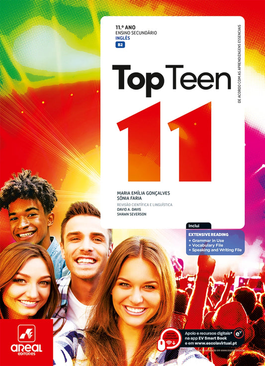 Capa de livro Top Teen 11 de Inglês, com número 11 e jovens sorridentes