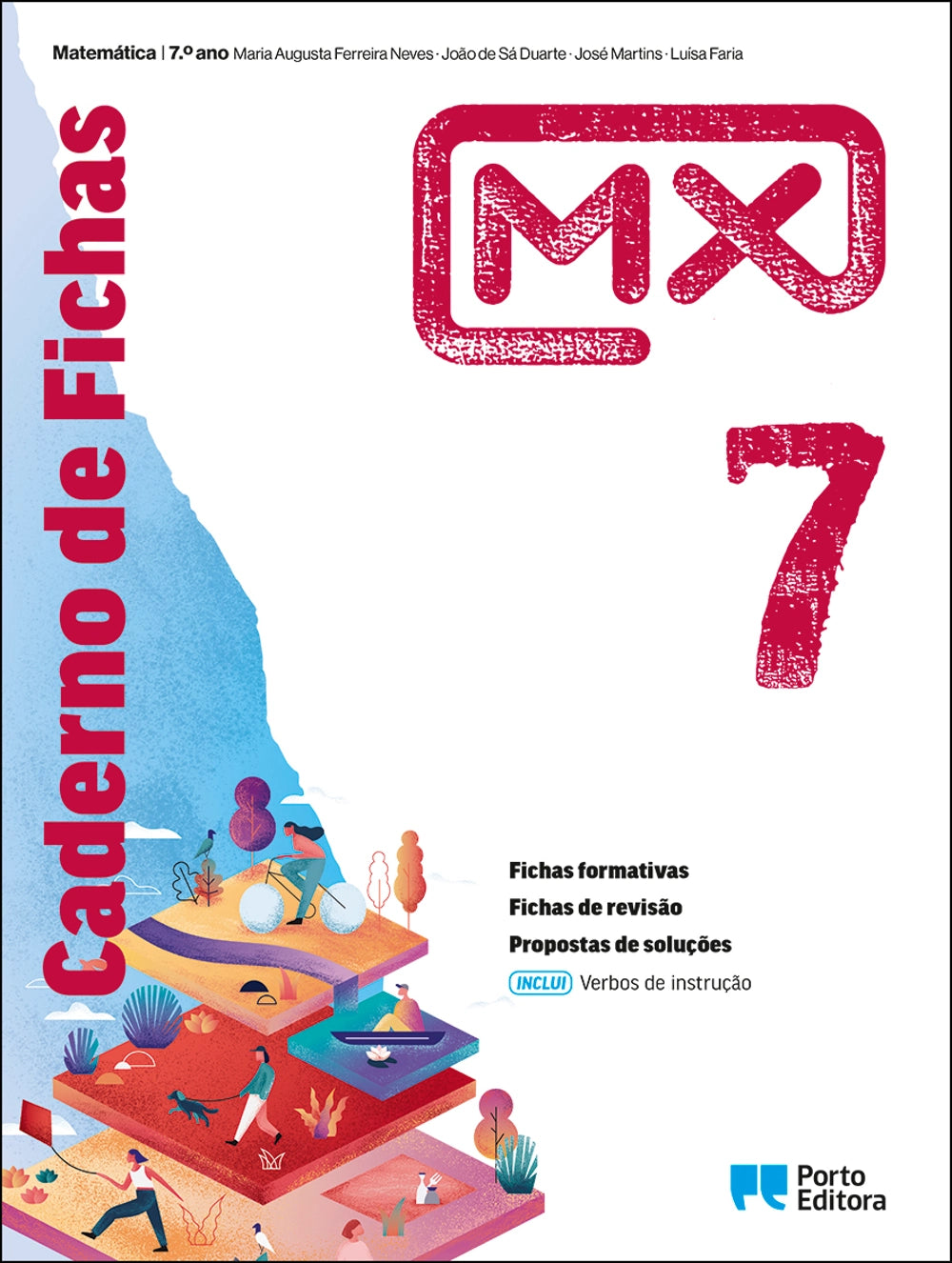 Caderno de fichas MX de Matemática do 7.º ano, capa com logótipo MX e número 7.