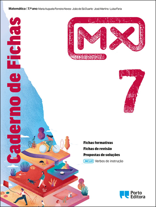 Caderno de fichas MX de Matemática do 7.º ano, capa com logótipo MX e número 7.