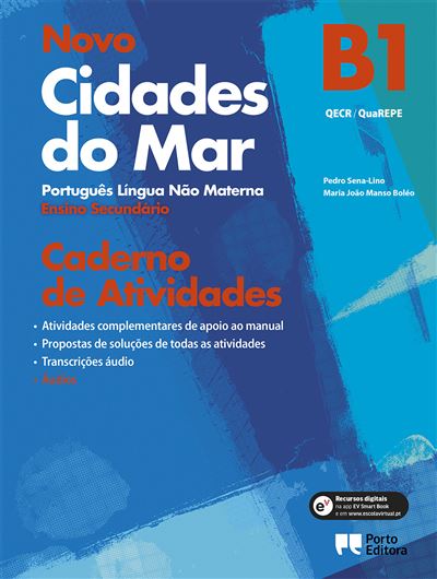 Caderno de atividades “Cidades do Mar” nível B1, capa azul, Porto Editora