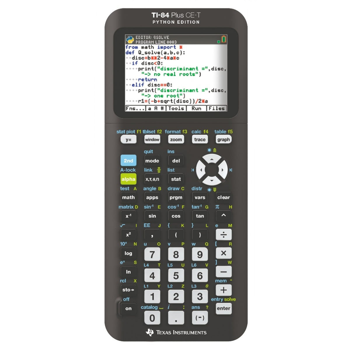 Calculadora gráfica Texas Instruments TI-84 Plus CE-T Python Edition, ecrã e teclado numérico