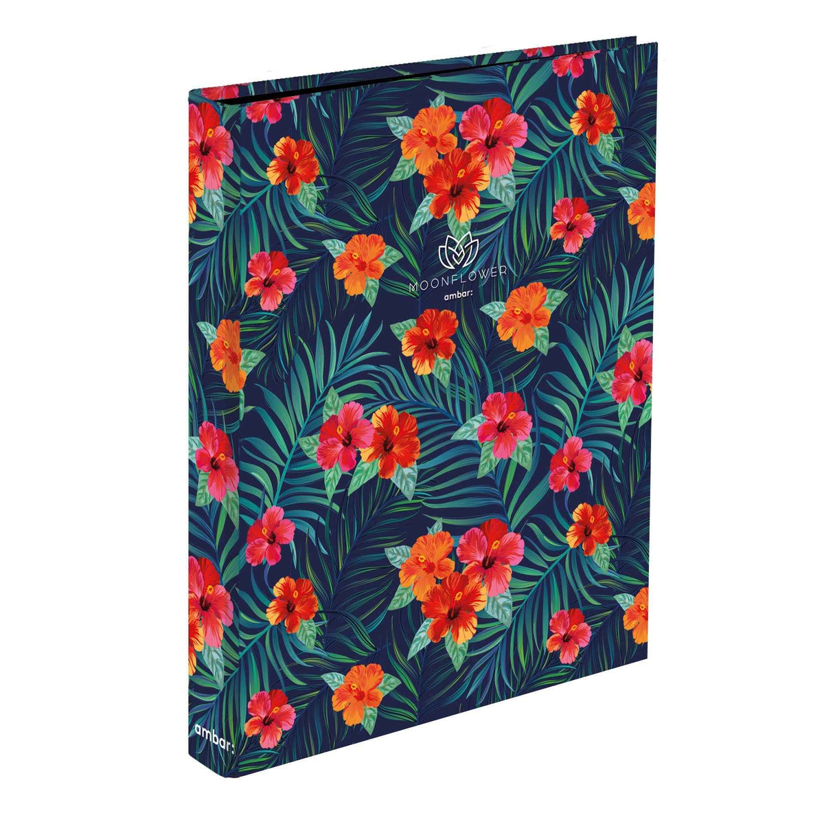 Capa A4 2 Argolas Lombada Estreita Moonflower