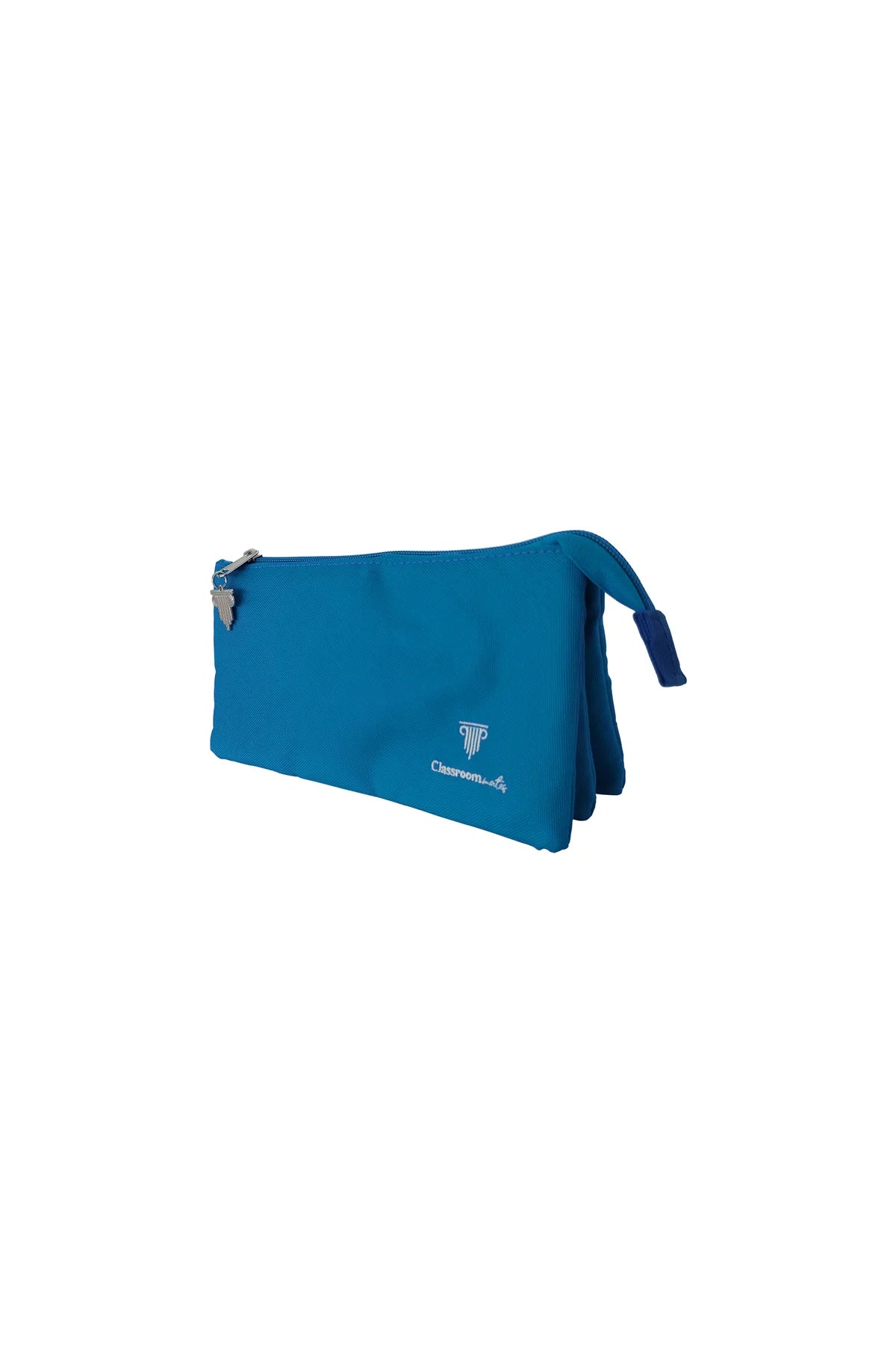 Bolsa retangular tripla azul-claro com fecho de correr e alça lateral