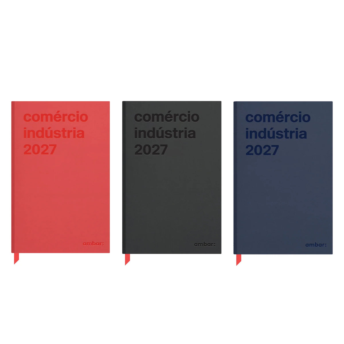 Agenda 2027 para empresas da Âmbar - capas vermelho, preto e azul