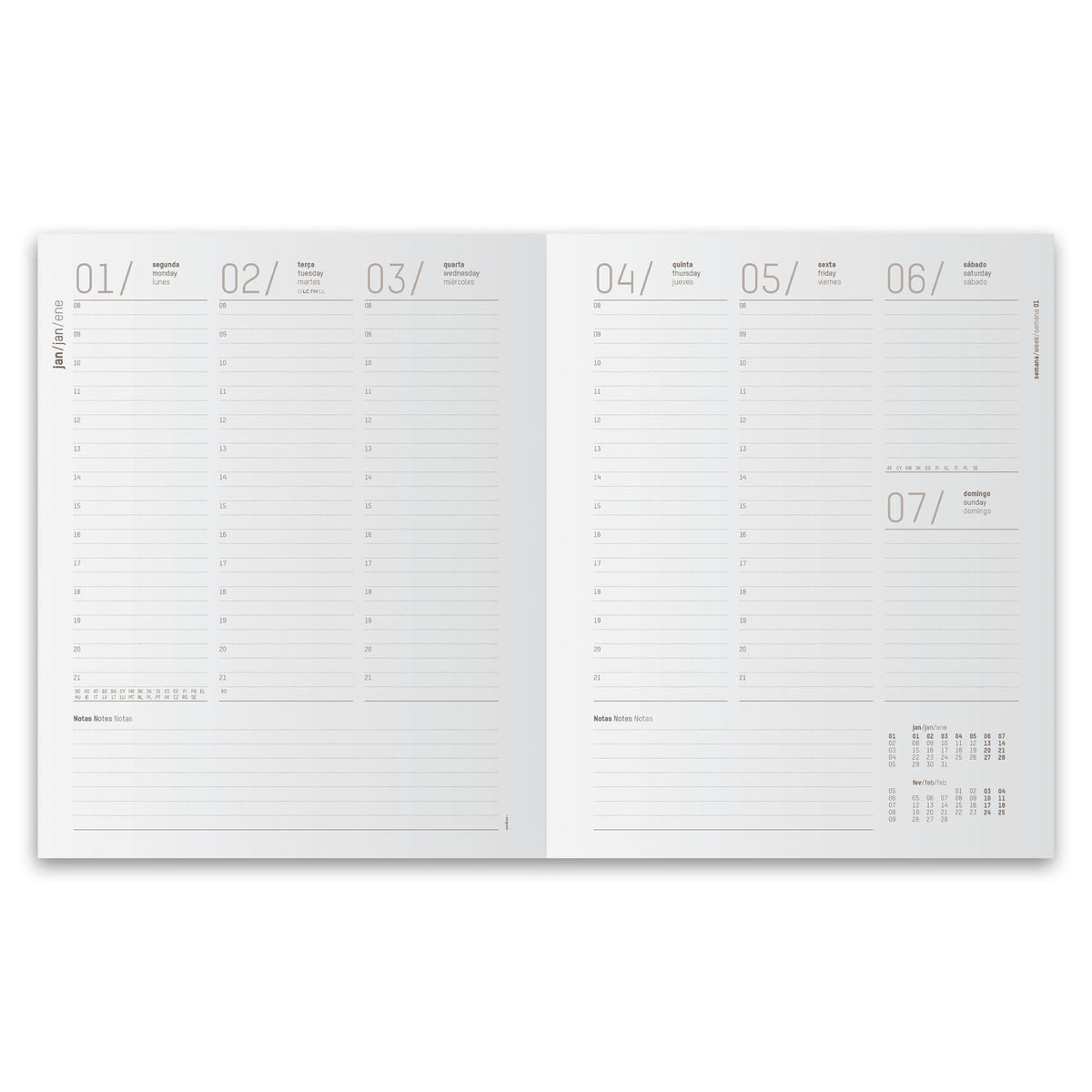 Agenda Secretária 1 Semana 213x262 Vintage Preta