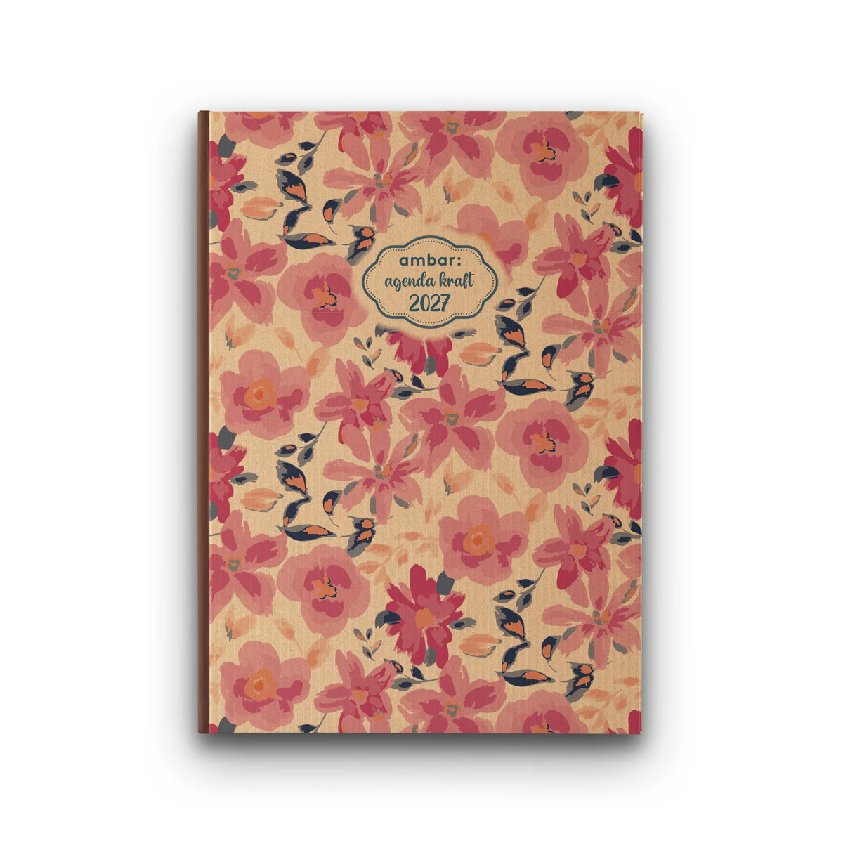 Agenda Graphic Kraft 2027 - capa com flores grandes