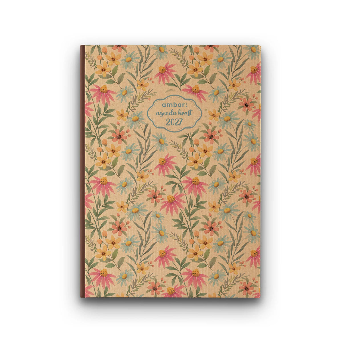 Agenda Graphic Kraft 2027 - capa com flores e folhas