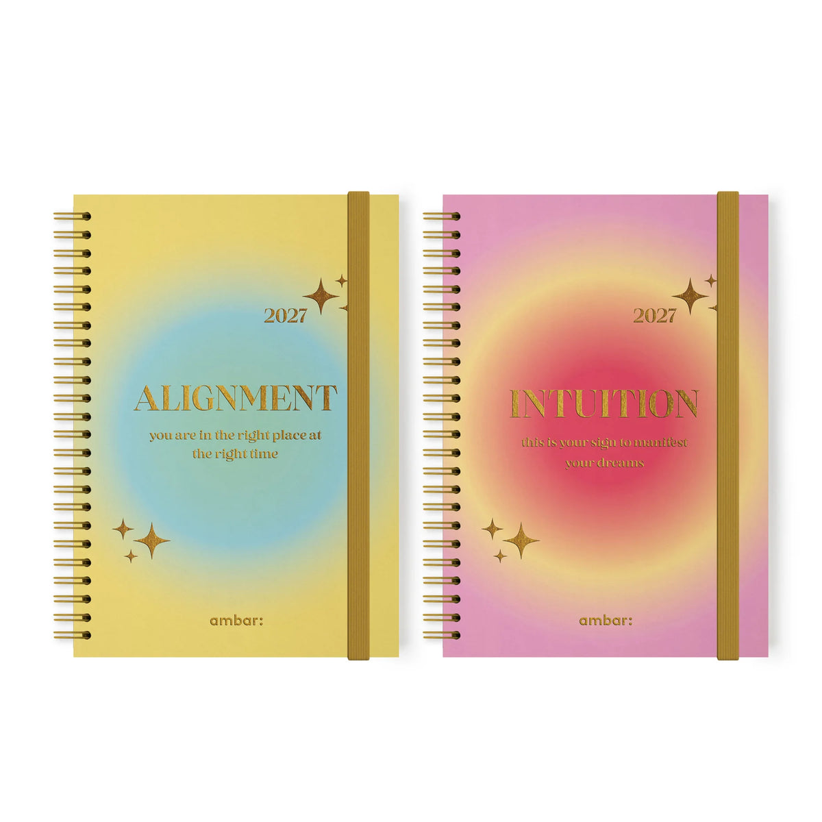 Agenda Trends 2027 da Âmbar - capas amarelo e rosa
