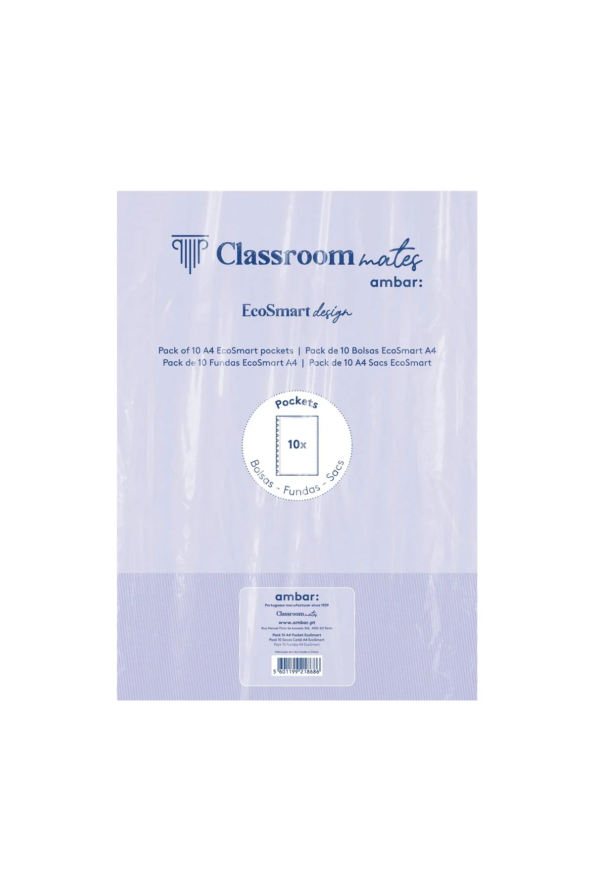 Pack 10 bolsas PP Classroommates para cadernos A4/A5/B5, cor âmbar