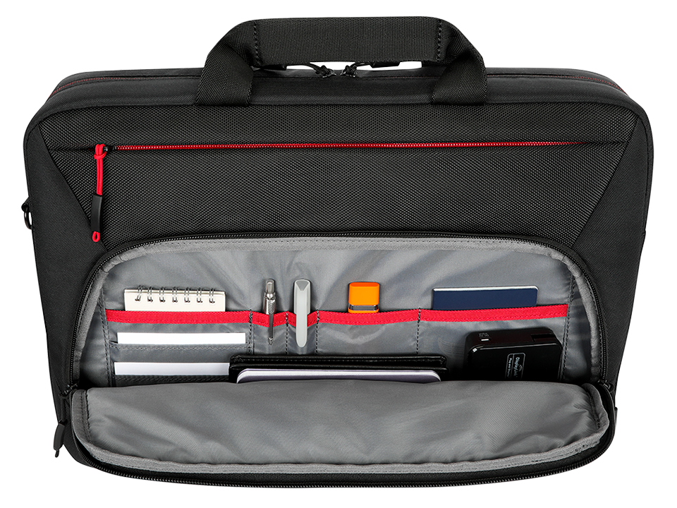 Interior da mochila para portátil Lenovo ThinkPad, compartimentos acolchoados e bolsos