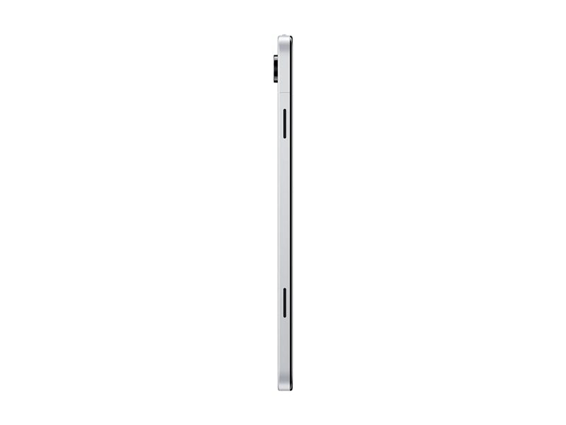 Tablet Samsung de 11 polegadas, perfil prateado lateral com portas visíveis