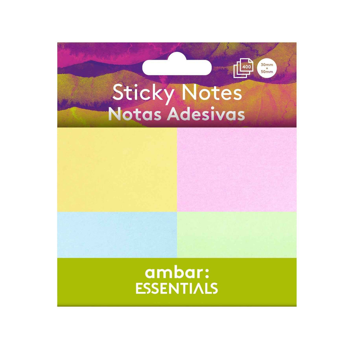 Notas Adesivas 30x50mm 4 Cores Pastel 400 Folhas