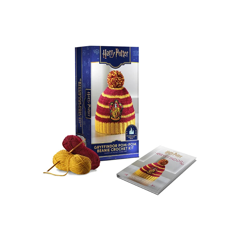 Kit de croché Harry Potter para gorro vermelho e amarelo com pompom da Gryffindor