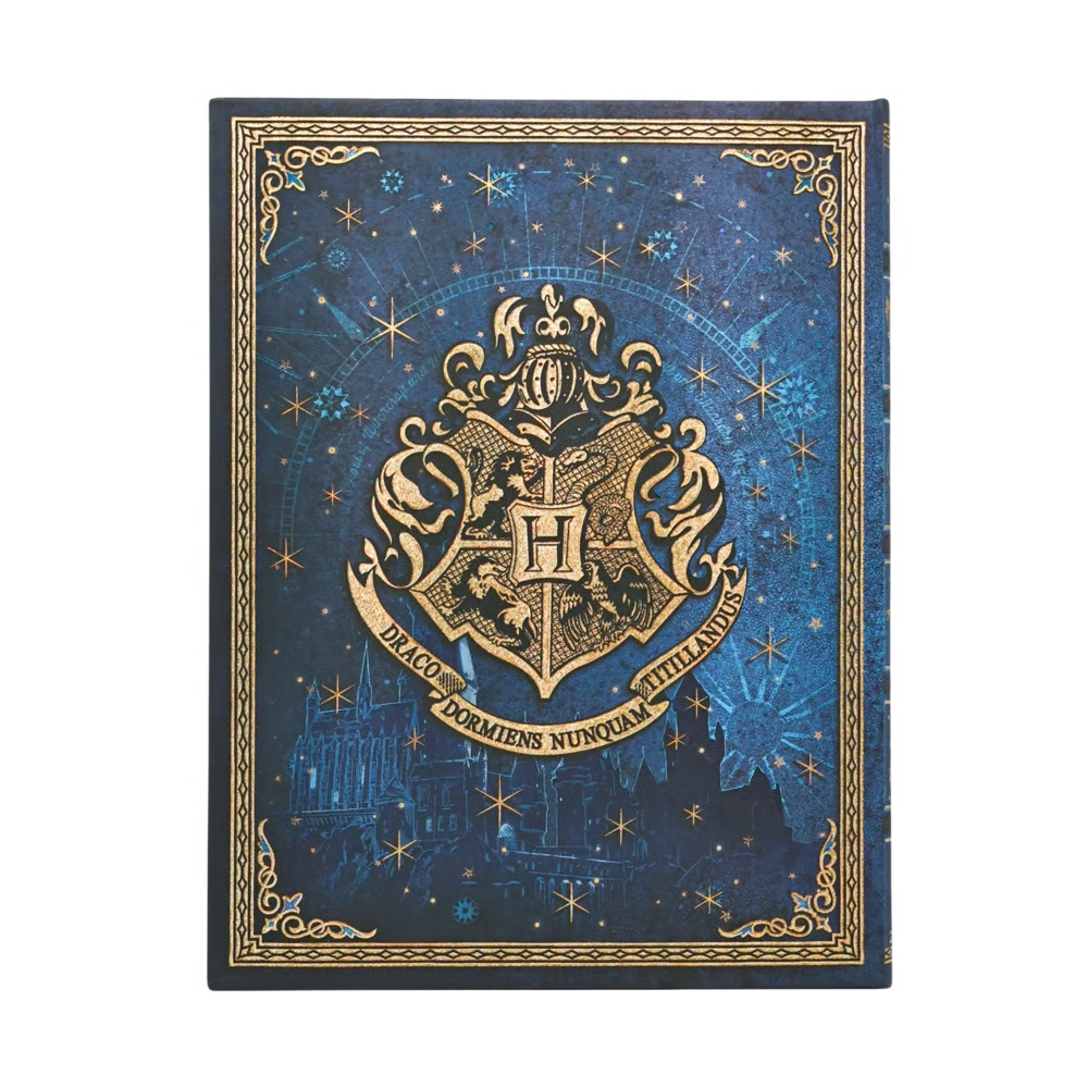 Agenda 2027 com capa azul-escura e brasão central com letras “H”, estrelas e detalhes dourados.