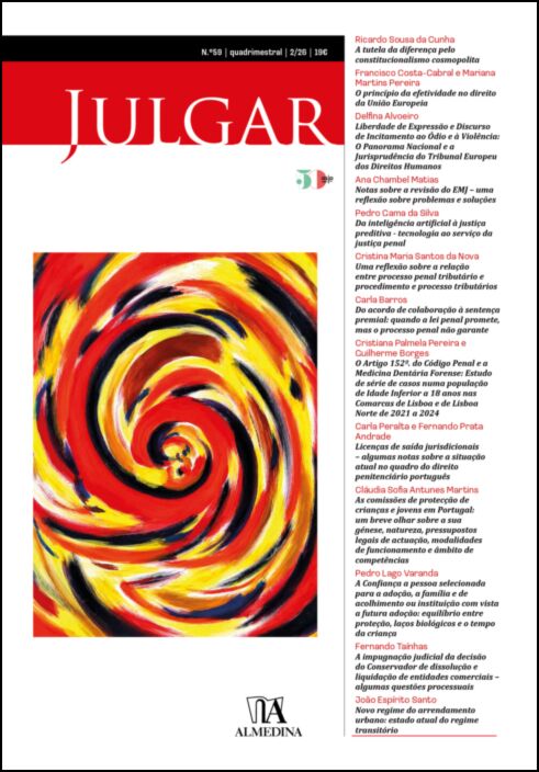 Capa da revista Julgar nº 59, com ilustração abstrata em espiral vermelha e amarela.