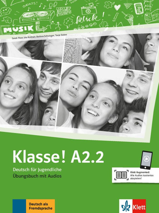 Capa do caderno de exercícios Classe! A2.2 com áudios e logótipo Klett