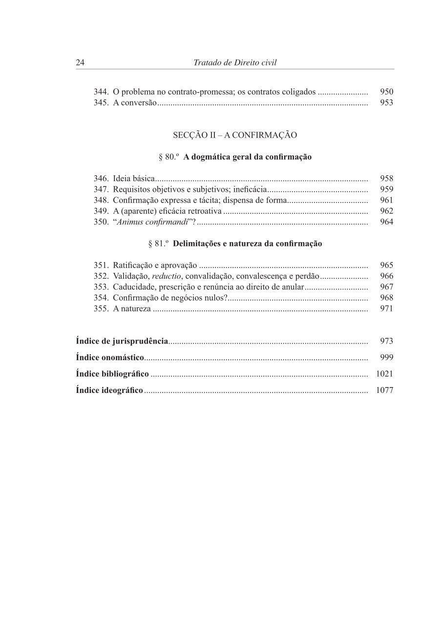 Página do índice: secção II, confirmação, e itens de jurisprudência, volume II