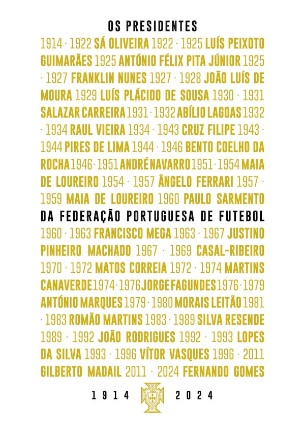 Livro O Livro dos Presidentes da FPF coordenado por Fernando de Sousa e Diogo Ferreira, edição oficial em português sobre fundo neutro para e-commerce.