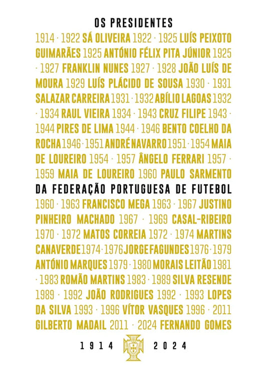 Livro O Livro dos Presidentes da FPF coordenado por Fernando de Sousa e Diogo Ferreira, edição oficial em português sobre fundo neutro para e-commerce.