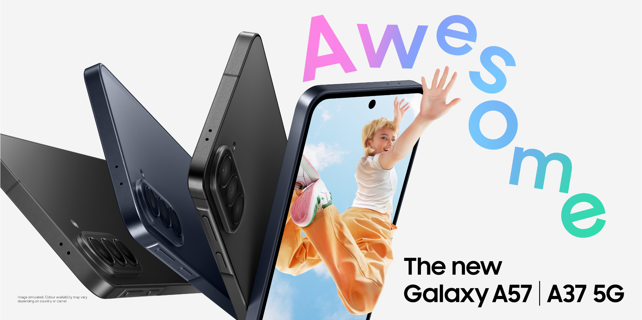 Samsung Galaxy A57 5G e A37 5G com design premium, cores modernas e desempenho rápido para o dia a dia