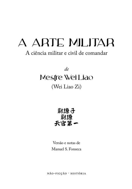 Livro A Arte Militar, capa com título e subtítulo em tipografia preta