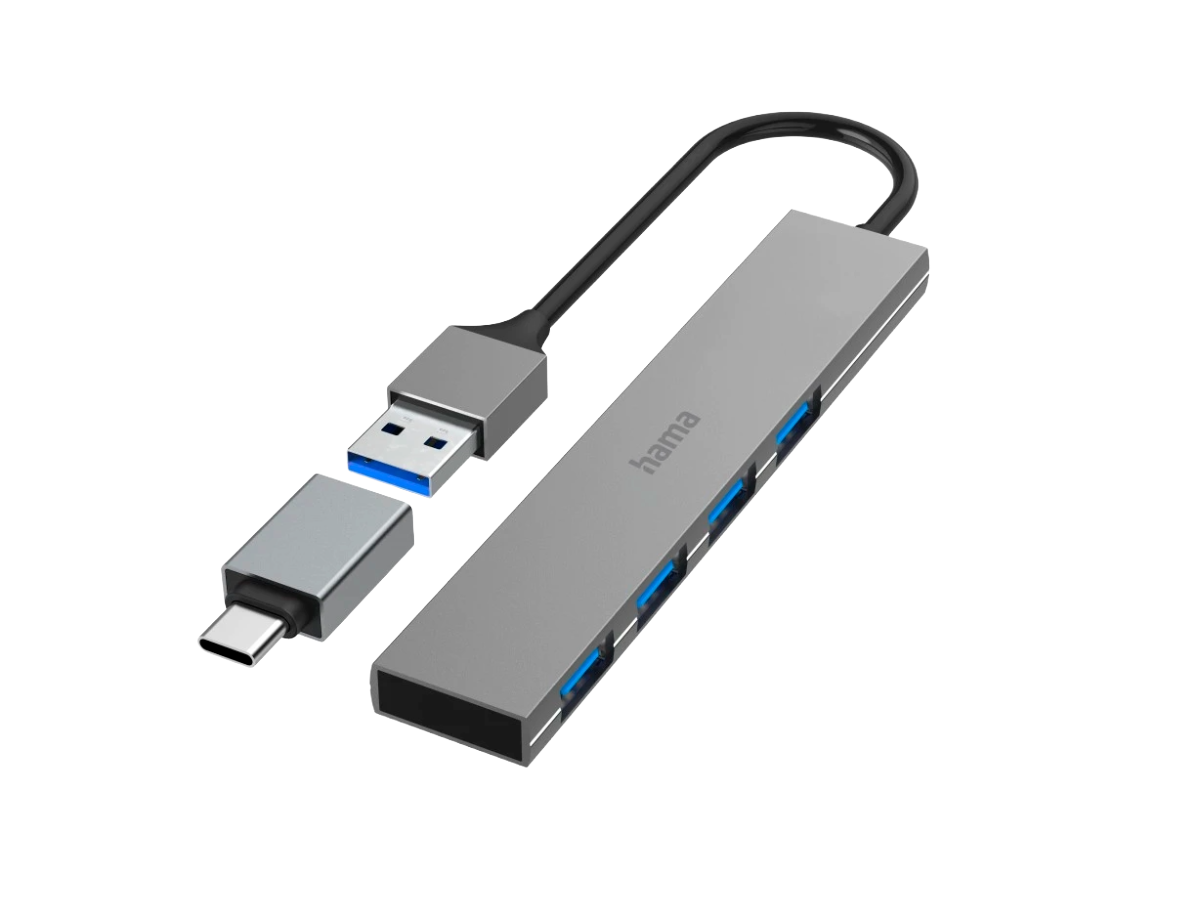 Hama USB Hub, 4 Ports, 5 Gbps, +USB-C