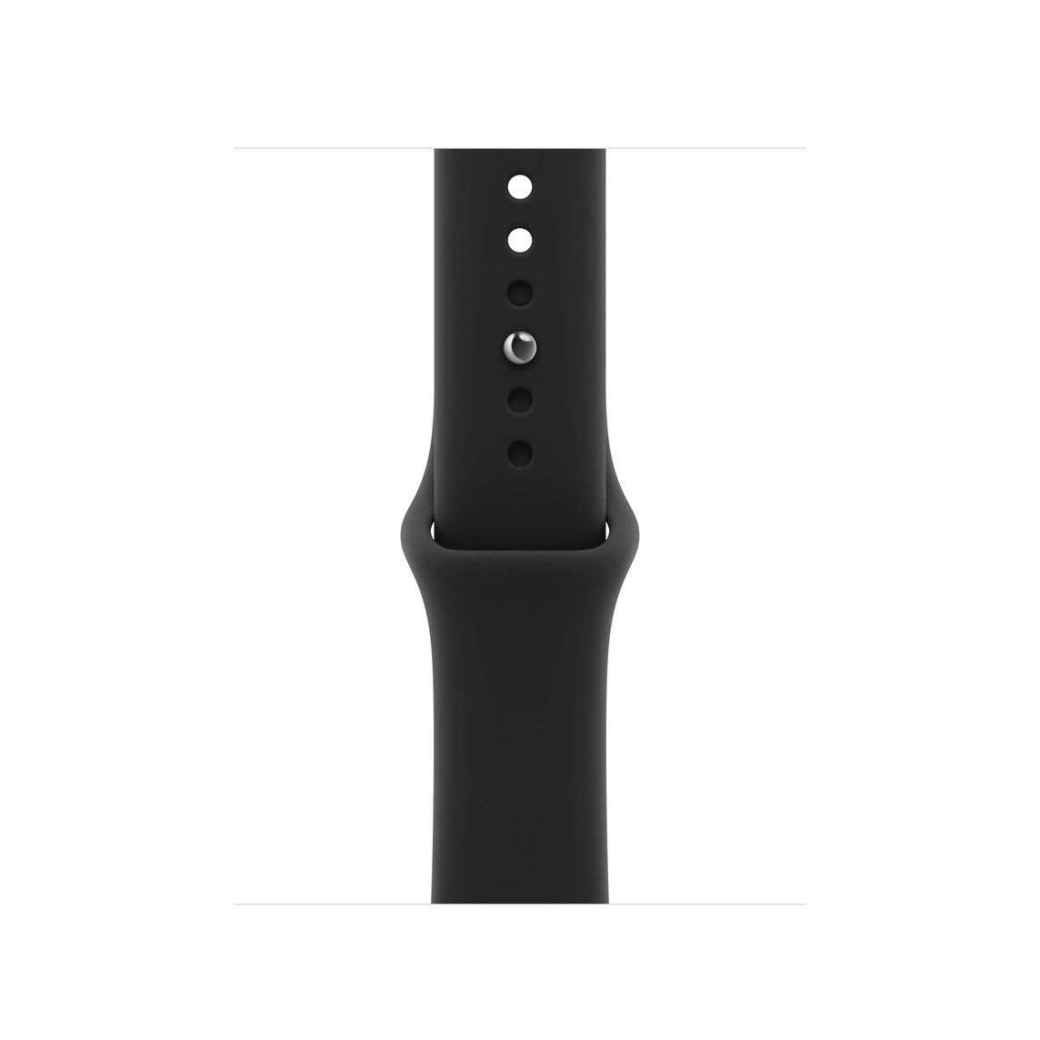 Bracelete desportiva para Apple Watch preta, correia de silicone com furo central