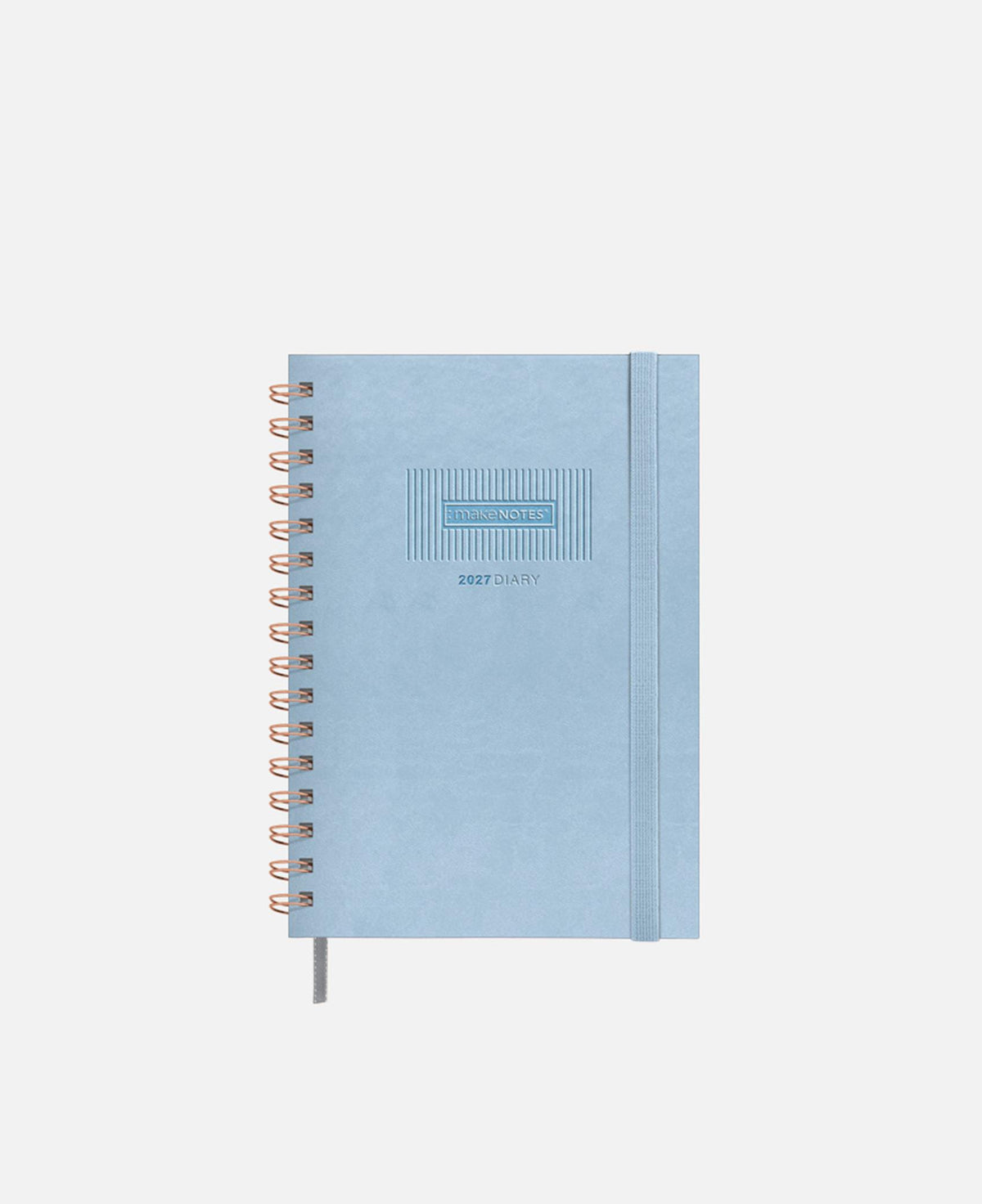 Agenda Semanal One Colour Light Blue - capa azul claro e espiral cobre