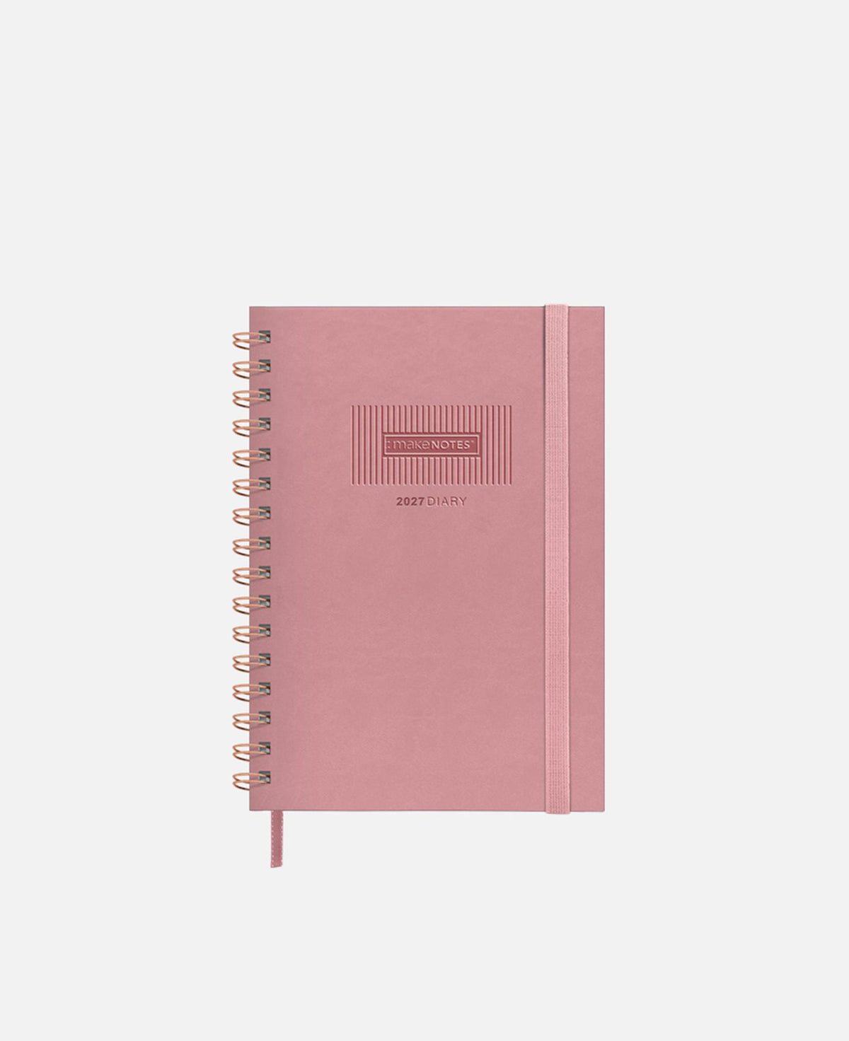 Agenda One Colour MakeNotes - capa rosa com espiral cobre
