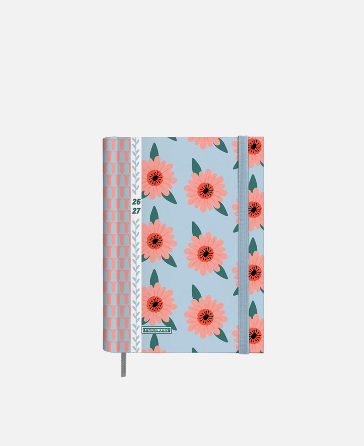 Agenda Semanal Vivid Garden - capa com flores e elástico azul