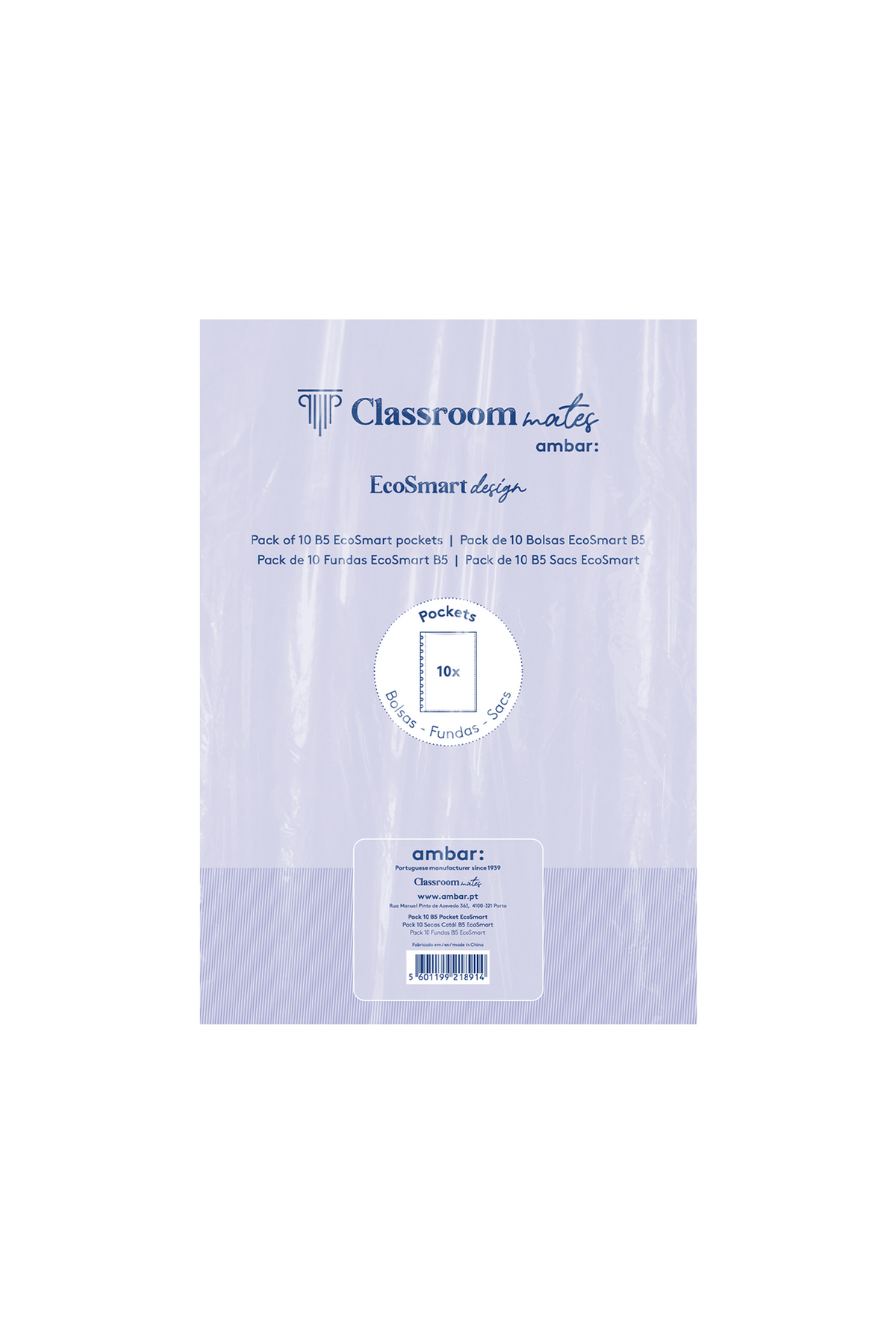 Pack 10 bolsas multifunções PP para Caderno B5 Classroommates