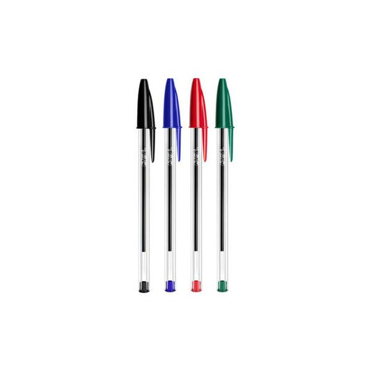 Pack de 4 esferográficas BIC Cristal: preta, azul, vermelha e verde, 1 mm