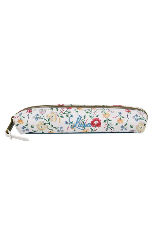 Bolsa Retangular Fina PU C/El. Lusa White Flowers