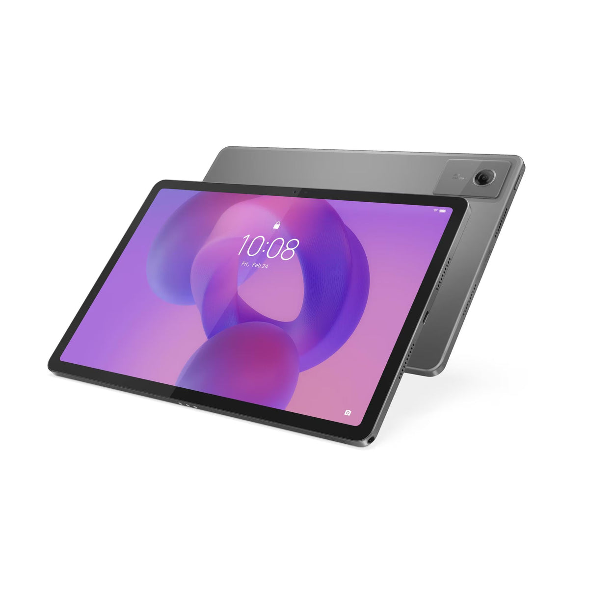 Tablet Lenovo IdeaTab 11" cinzenta com ecrã e tema roxo, 10:08